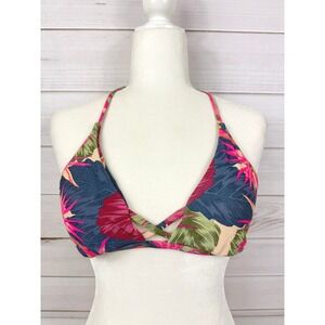 Tori Praver Tropical Floral Print Halter Bikini Top Women's‎ Size M